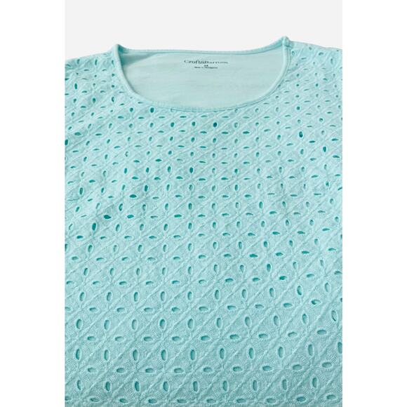CROFT & BARROW SHORT SLV PULL-OVER - FRONT LACE OVERLAY, WOMENS, M, MINT GREEN - Picture 3 of 12